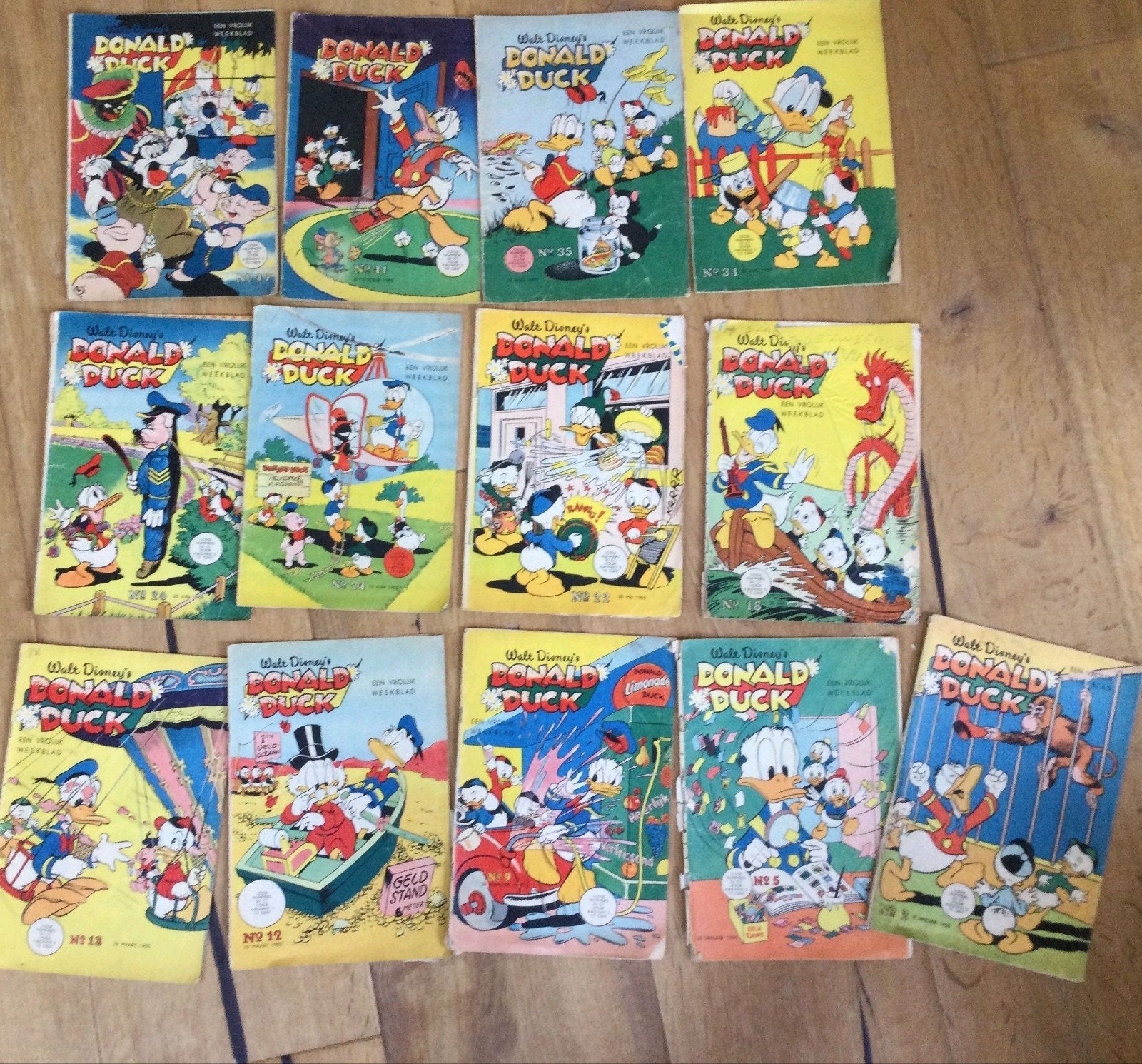 Veel oude Donald Ducks uit jaren '50 en '60, Meerdere comics, Ophalen of Verzenden, Gelezen, Europa