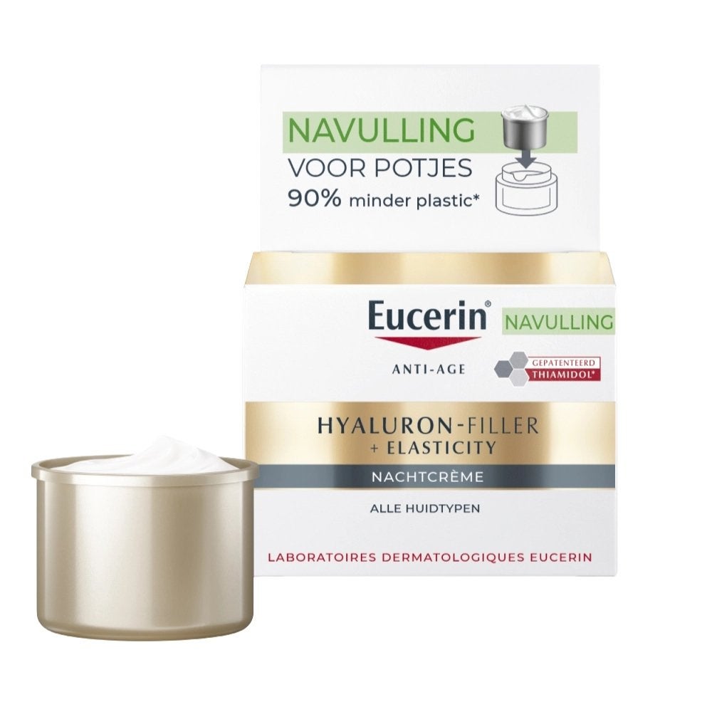 Eucerin Hyaluron-Filler + Elasticity Nachtcrème Navul 50ml, Verzenden, Nieuw, Gehele gezicht, Verzorging