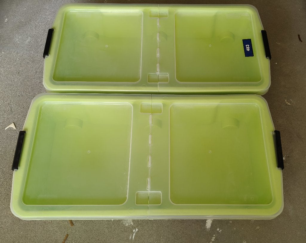 Onderbed roller twin groen en doorzichtig deksel 2 x € 5,00, Ophalen, Gebruikt, Groen, Kunststof