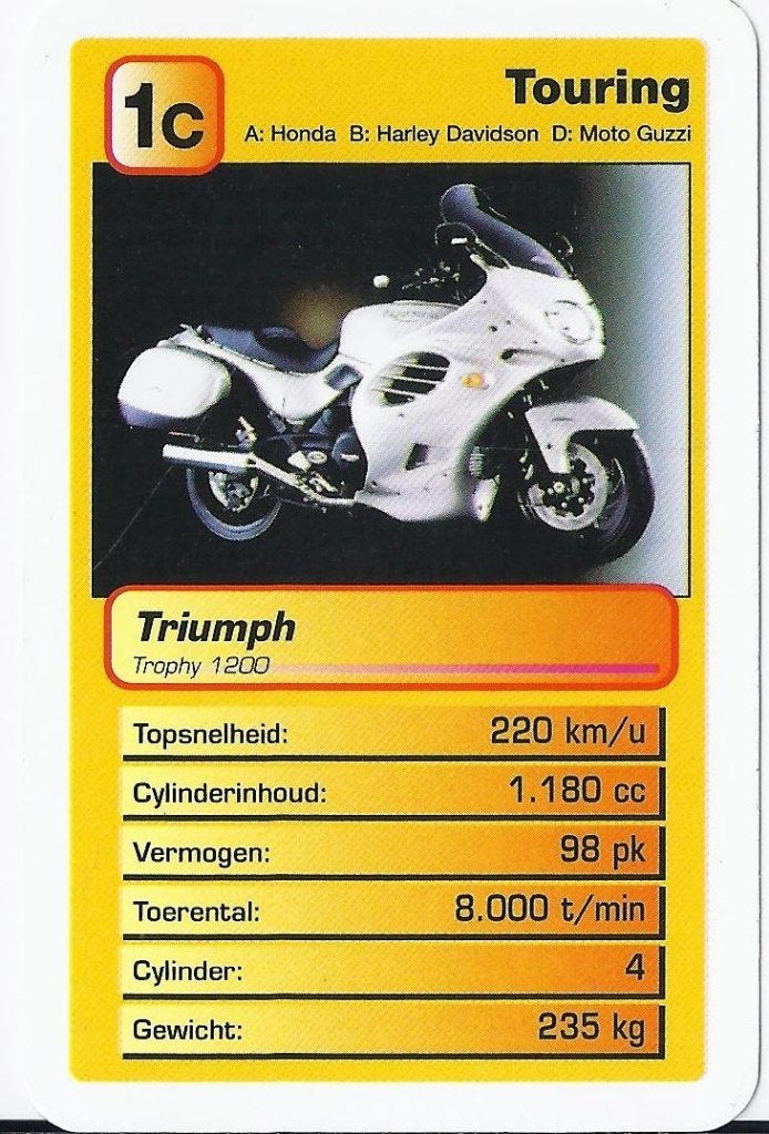 Mok17 motorkaartje (1c) triumph trophy 1200, Ophalen of Verzenden, Zo goed als nieuw, Motoren