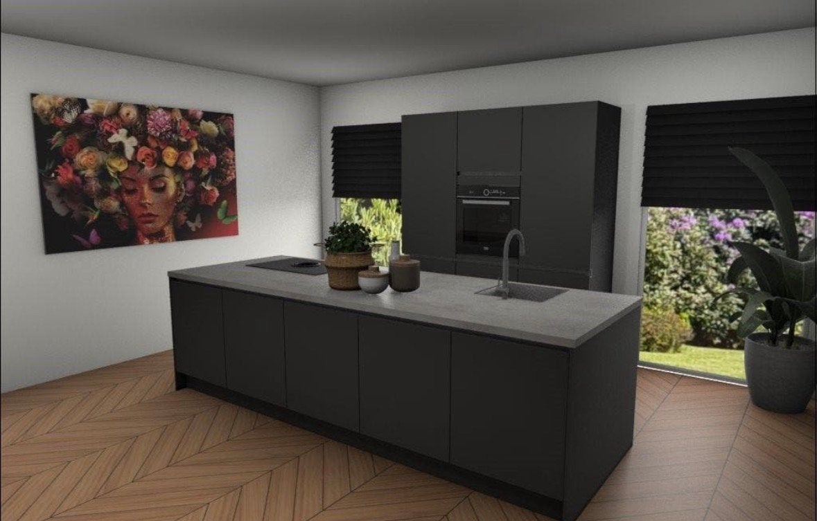 Keuken met eiland en nieuwe apparatuur en garantie en bora