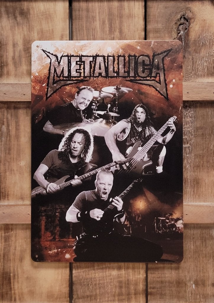 Metallica band fotos reclamebord van metaal wandbord deco, Info@deconoord.nl, Deco Noord, Nieuw, Ophalen of Verzenden