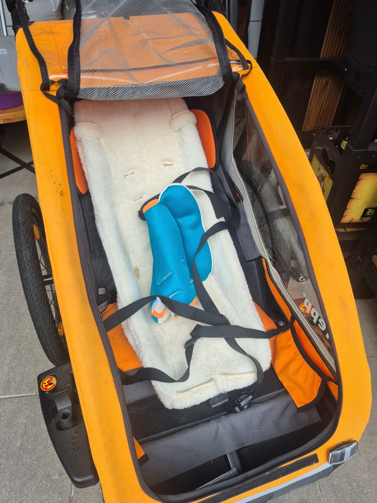 Yepp fietskar met babyzitje - Compleet, Fietsen en Brommers, Fietsaccessoires | Aanhangers en Karren, Ophalen
