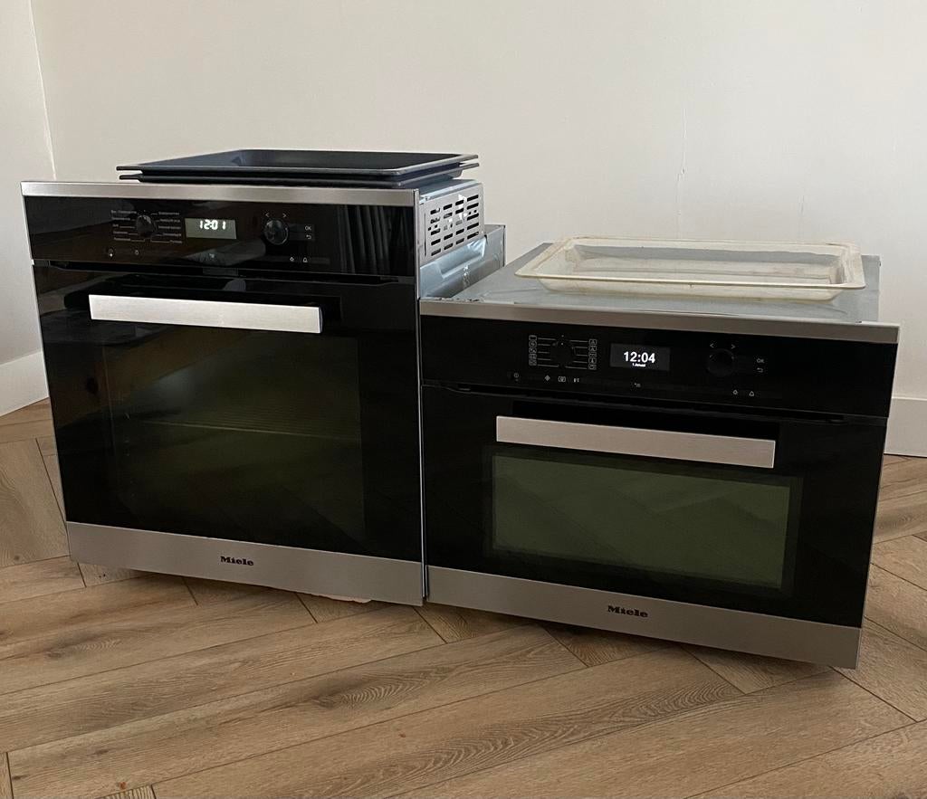 Set Miele Combi oven magnetron + hetelucht oven met Pyrolyse, Ophalen, Zo goed als nieuw, Oven, Inbouw