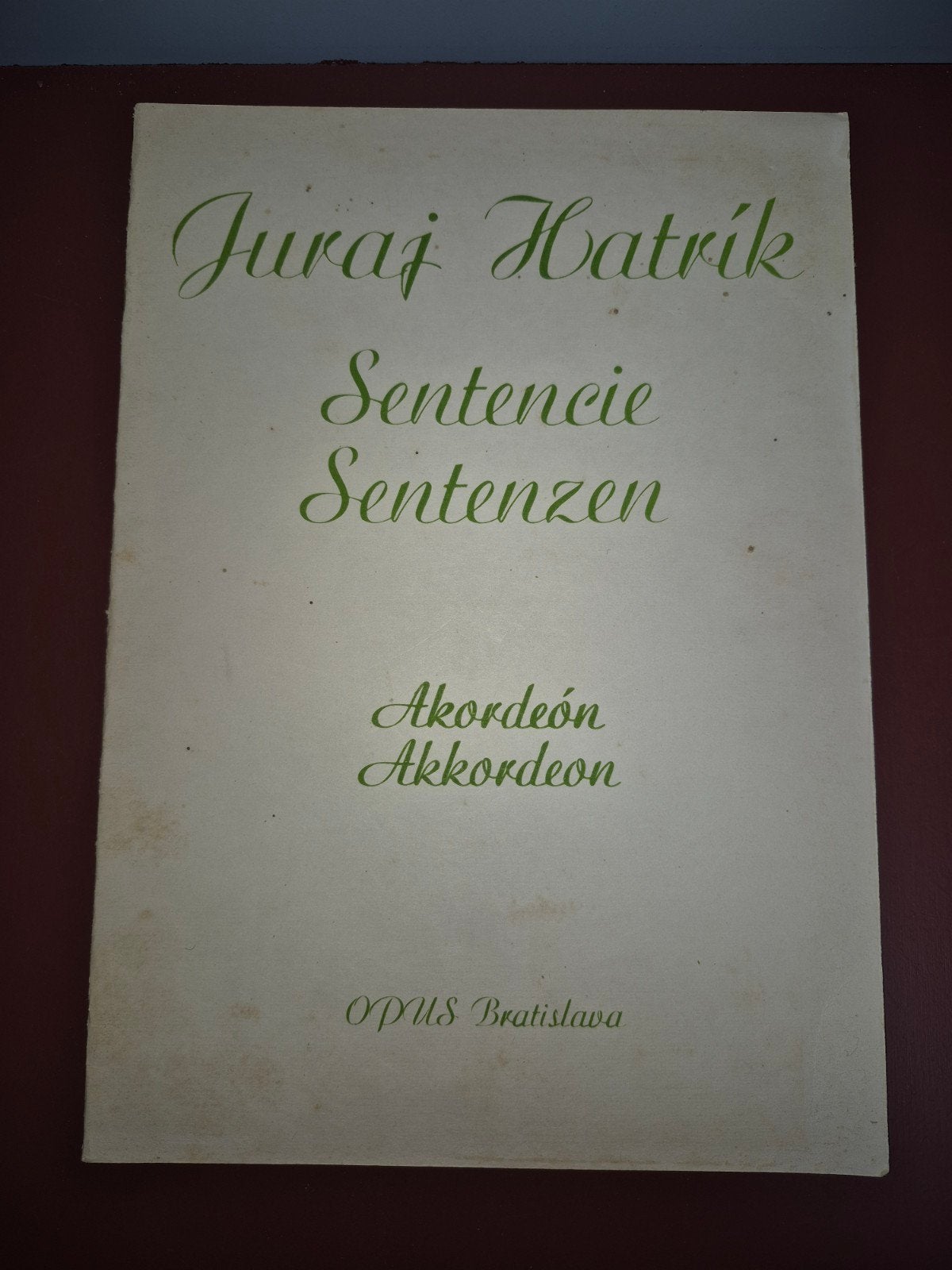Juraj Hatrík - Sentencie Sentenzen Akordeon (bladmuziek), Gebruikt, Klassiek, Overige soorten, Ophalen of Verzenden