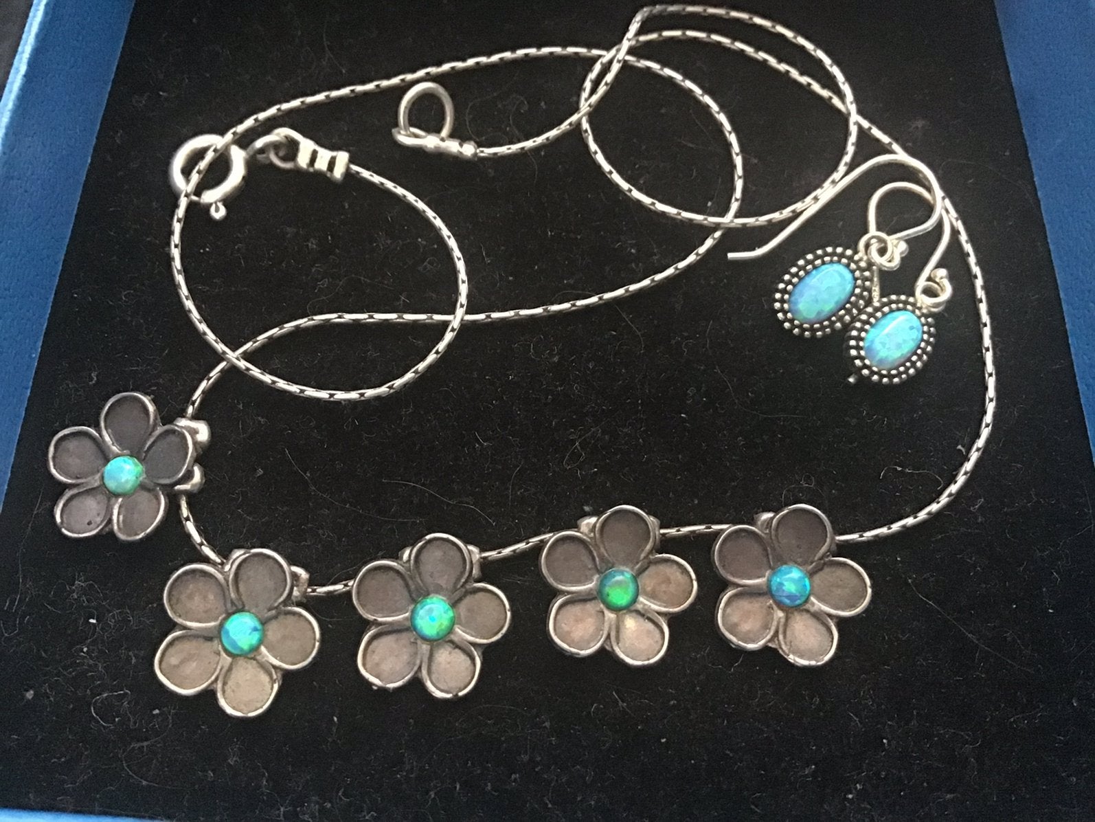 Zilveren ketting met oorbellen, Ophalen of Verzenden, Zo goed als nieuw, Zilver