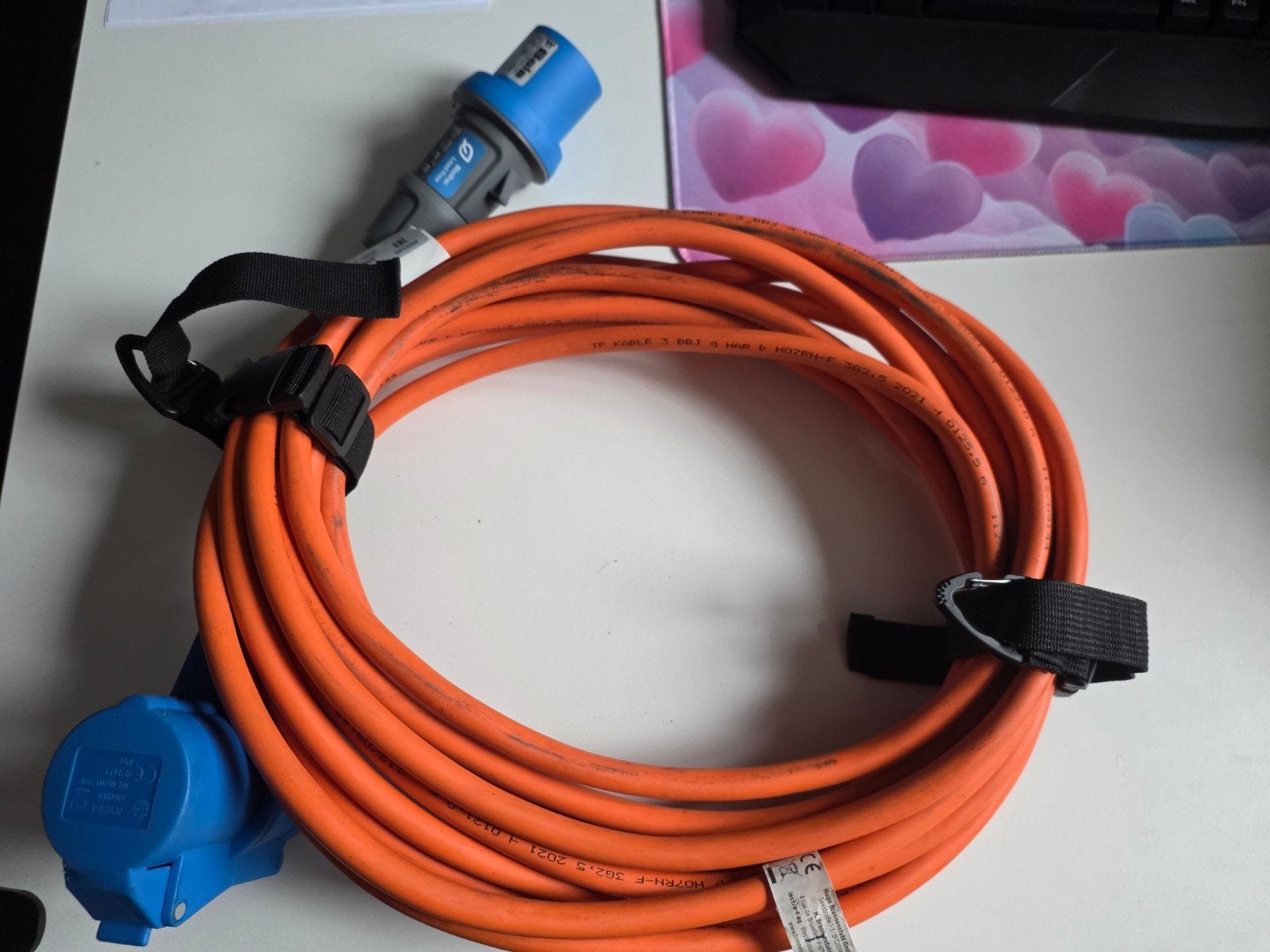 10mtr Cee verlengkabel 230V 16A - Oranje, Ophalen, Zo goed als nieuw