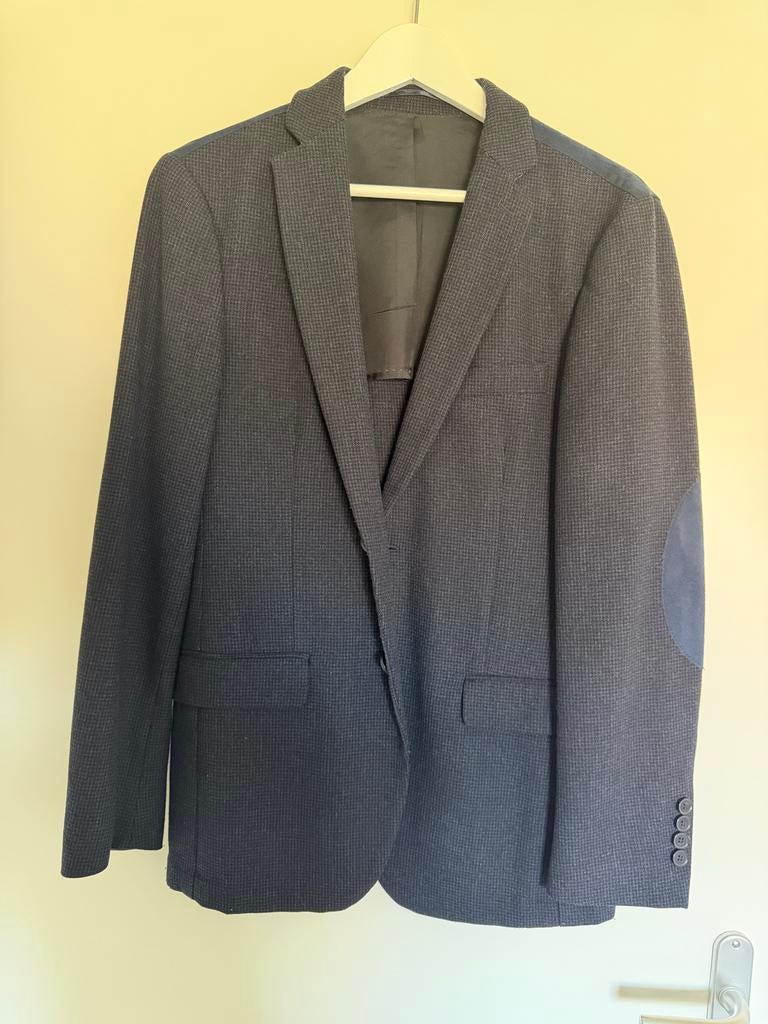 Fabrika Navy Blazer met Suède Elleboogstukken - Maat 46, Ophalen of Verzenden, Zo goed als nieuw, Maat 46 (S) of kleiner, Blauw