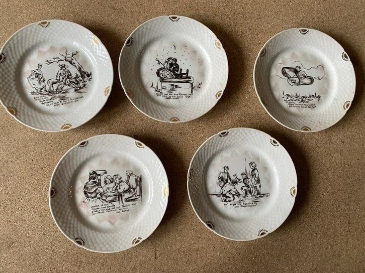 Set van 5 antieke B&G Hans Christian Andersen borden, Ophalen of Verzenden
