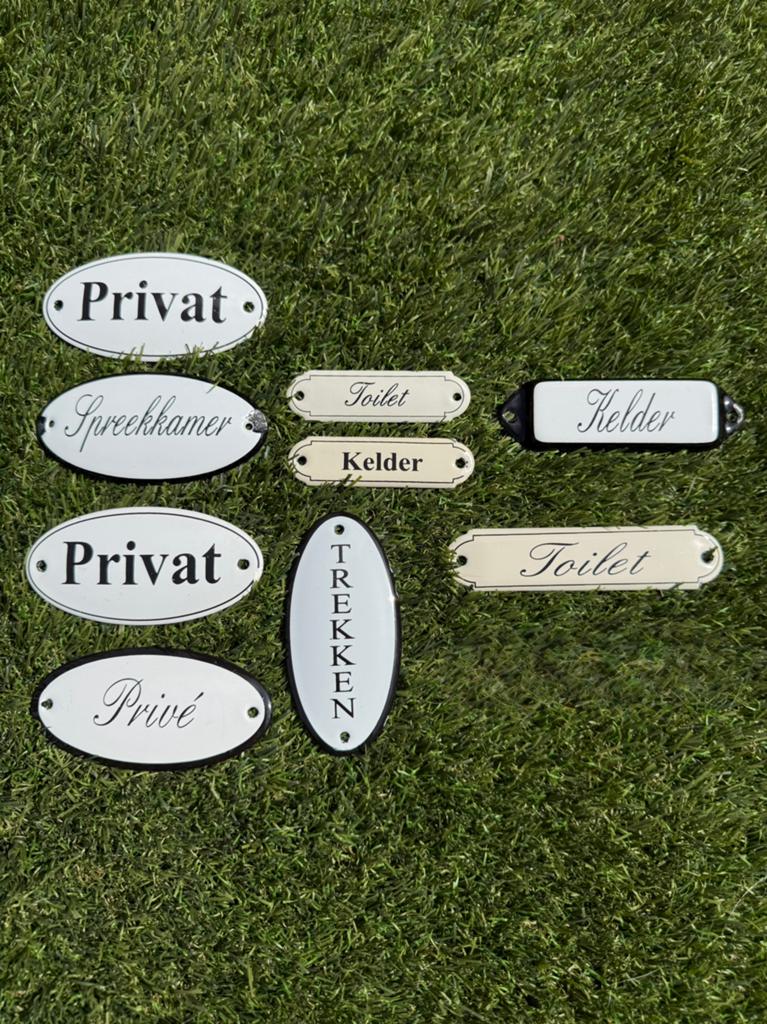 Diverse emaille deurbordjes, Antiek en Kunst, Ophalen of Verzenden
