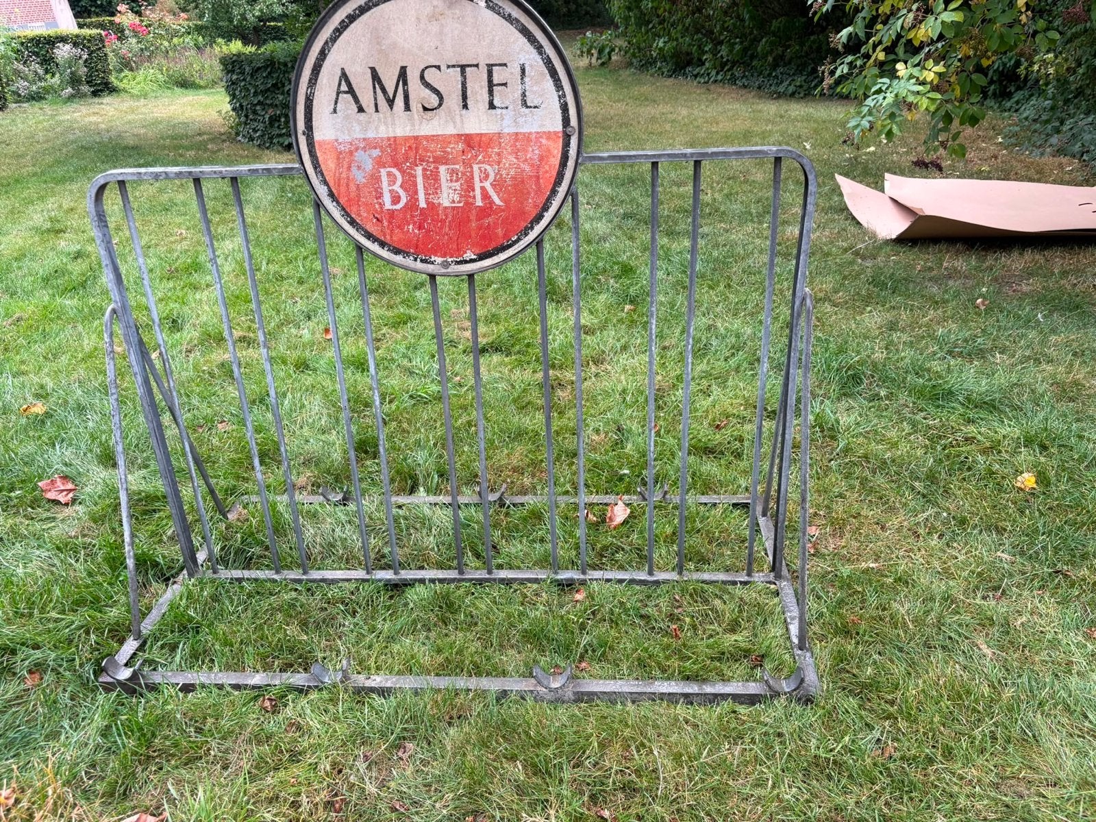 Amstel Bier fietsenrek met reclamebord, Ophalen, Gebruikt