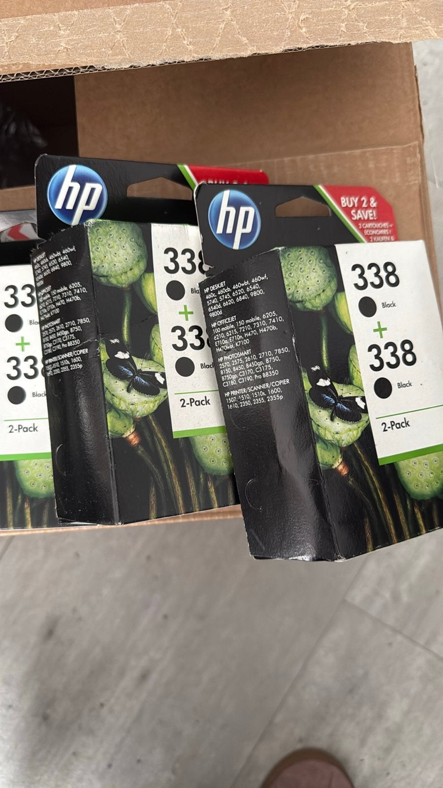 HP 338 Zwarte en 343 Kleuren Inktcartridges (2-pack), Ophalen of Verzenden, Nieuw, Cartridge