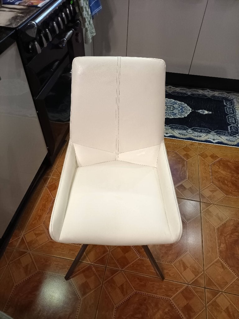 Henders & Hazel leren kuipstoel stoelen 4x, Huis en Inrichting, Stoelen, Ophalen, Wit, Zo goed als nieuw, Vier