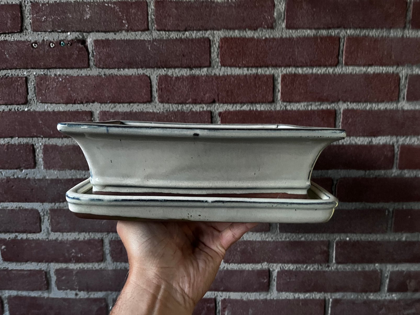 Mooie creme kleurige bonsai pot, Tuin en Terras, Ophalen, Zo goed als nieuw, Steen, Minder dan 30 cm