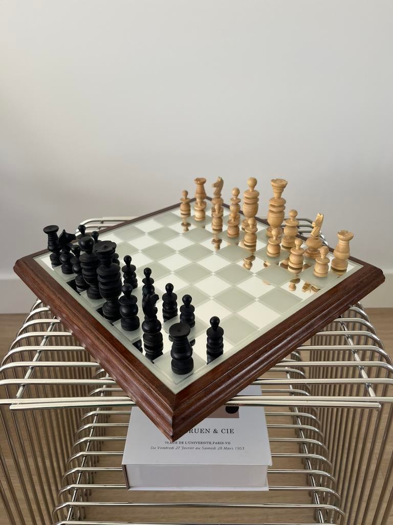 Vintage schaakbord + schaakstukken schaken chessboard design, Ophalen of Verzenden