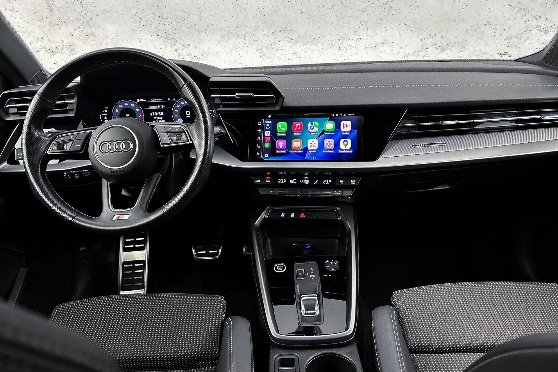 Audi A3 Sportback 30 TFSI S edition | Half lederen bekleding, Auto's, Gebruikt, Met garantie (alle), Leder en Stof, Zwart