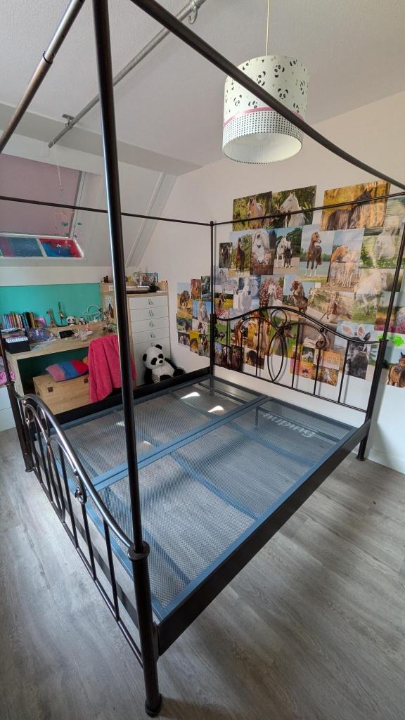 2 persoons hemel bed, Ophalen, Zie foto, Gebruikt, Bruin