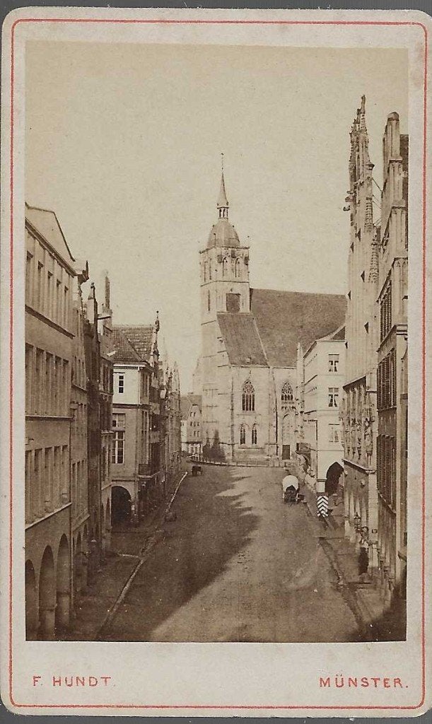 Duitsland Münster St. Lamberti-kerk Foto CDV ca. 1870 Hundt, Ophalen of Verzenden, Foto, Fotografie, Handgemaakt