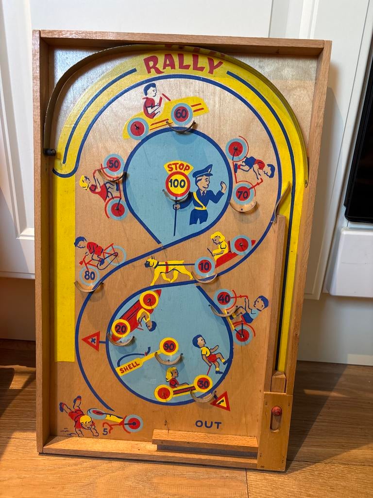 Vintage Trekbiljart Rally - Knikker Spel, Ophalen of Verzenden
