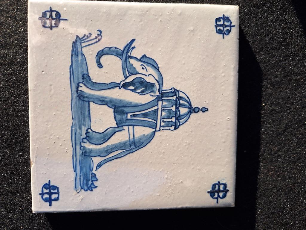 Tegel, Delft, met olifant, ca 1900, Ophalen of Verzenden