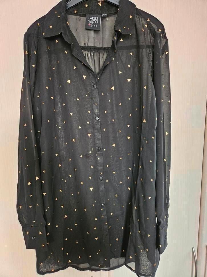 mooie zwarte blouse met gouden driehoekjes, Kleding | Dames, Blouses en Tunieken, Ophalen of Verzenden, Nieuw