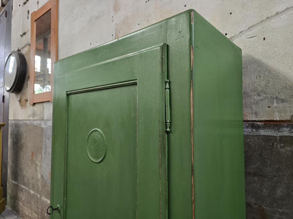 Vintage Groene Spekkast | Landelijke Houten Voorraad Kast, Ophalen of Verzenden, Gebruikt