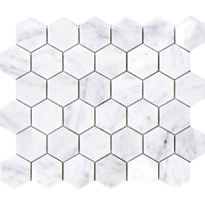 Mosaic Marmer Hexagon Essentials Carrara C 48mm poli, Doe-het-zelf en Verbouw, Tegels, Verzenden, Wandtegels, Nieuw, 20 tot 40 cm