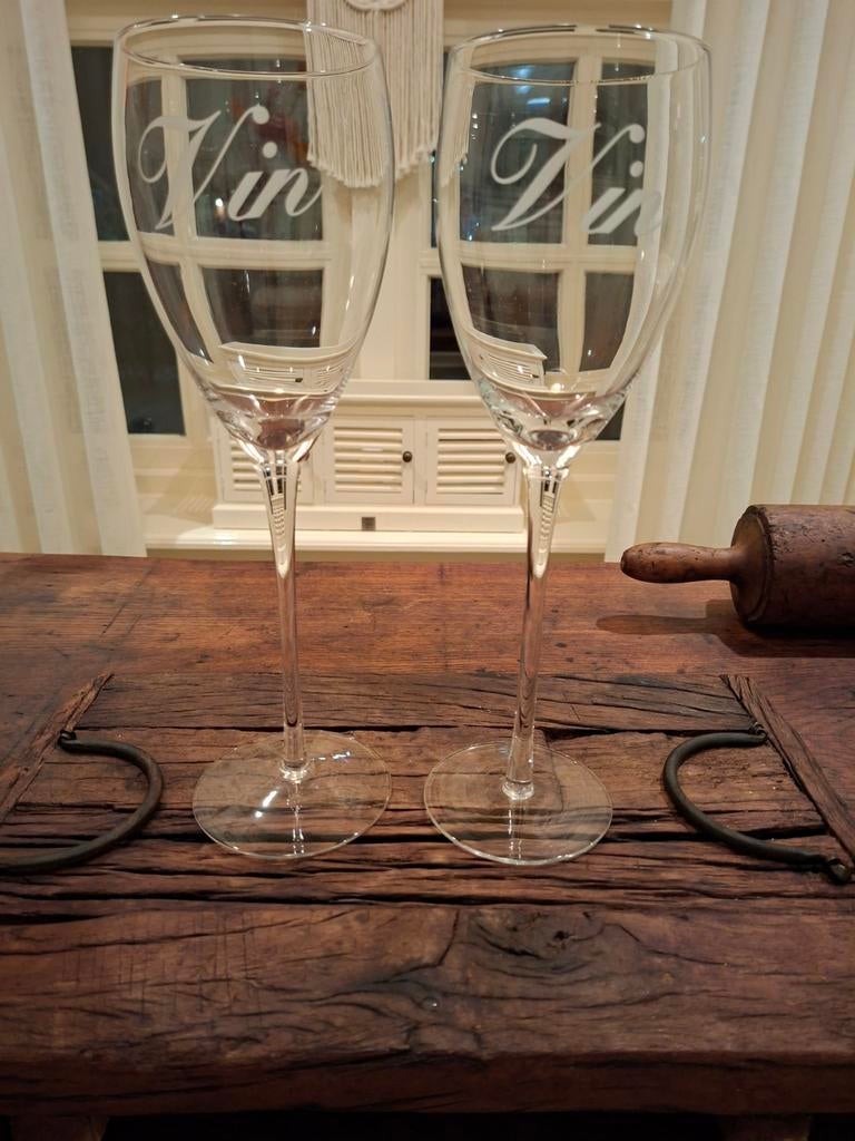 Riviera Maison hoge wijn glazen30cm hoog 2X, Ophalen of Verzenden, Nieuw
