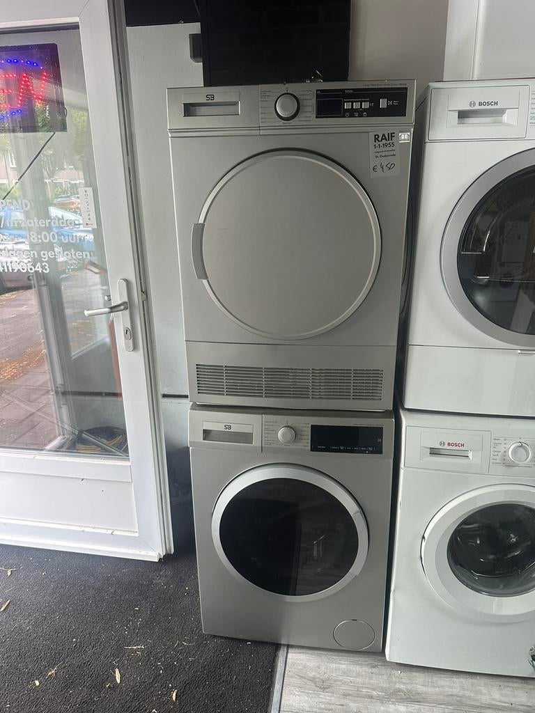 wasmachine condensdroger setje 8kg  A+++ gebruikt grijs, Minder dan 85 cm, 8 tot 10 kg, Refurbished, Ophalen of Verzenden