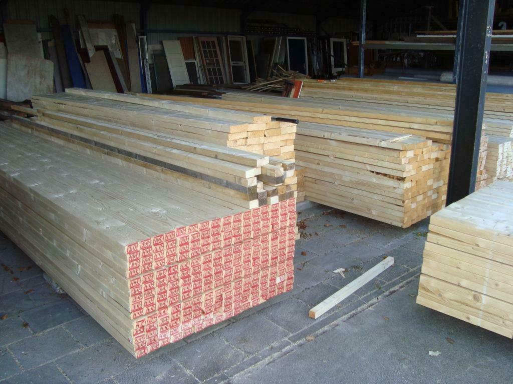 Houten balken, planken, regels, latten, steigerplanken, Grenen, Nieuw, Balk, Ophalen