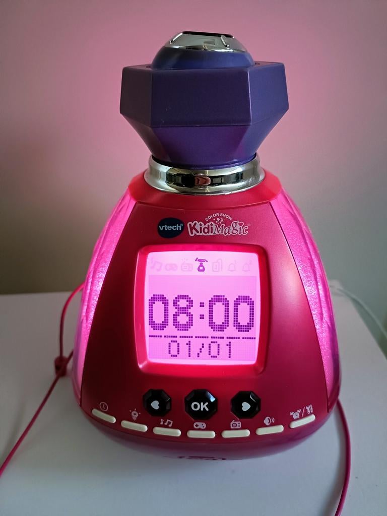 V-tech kidi magic wekker parfum vorm roze paars, Ophalen of Verzenden, Zo goed als nieuw, Digitaal