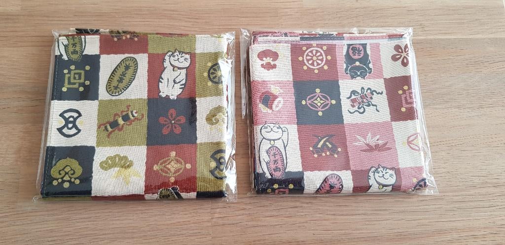 Japanse furoshiki (inpakdoeken) Maneki-neko katten, Hobby en Vrije tijd, Stoffen en Lappen, Nieuw, Katoen, 30 tot 120 cm, 30 tot 200 cm