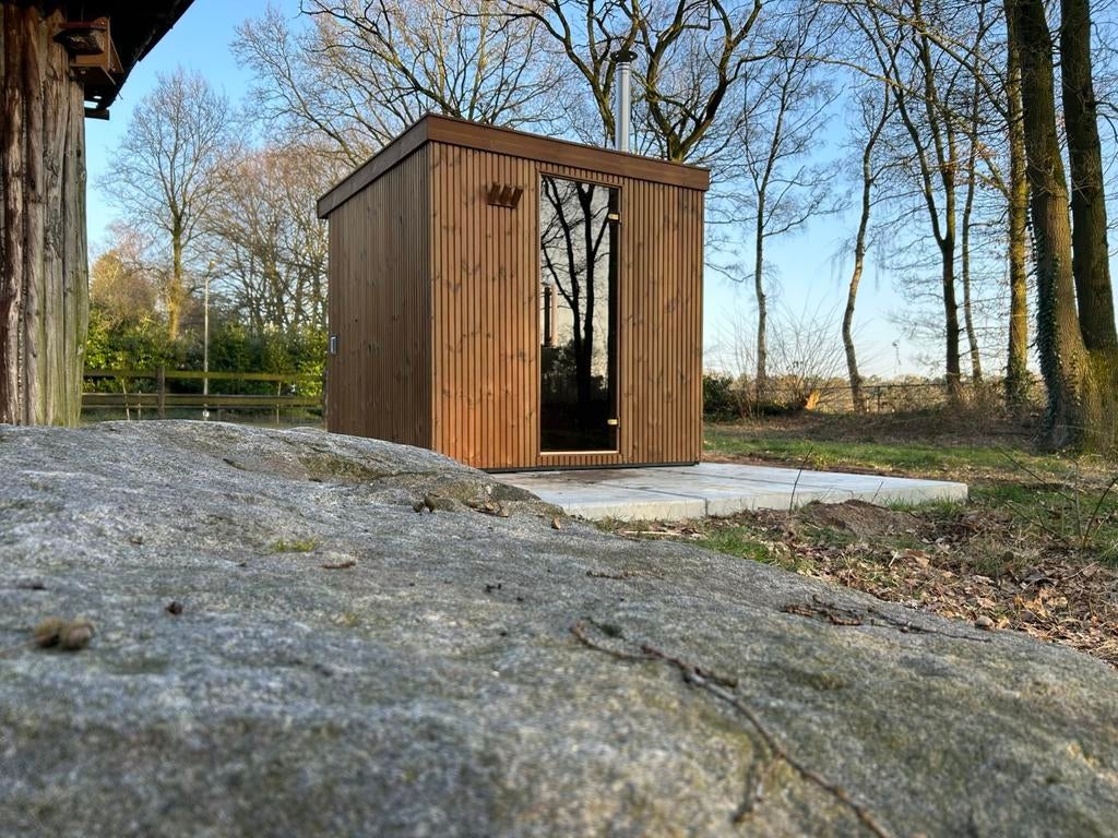 Buitensauna thermohout, 10 cm isolatiewanden, triple profiel, Ophalen, Fins of Traditioneel, Wellnessandgarden, Info@leisure-wellness-group.com