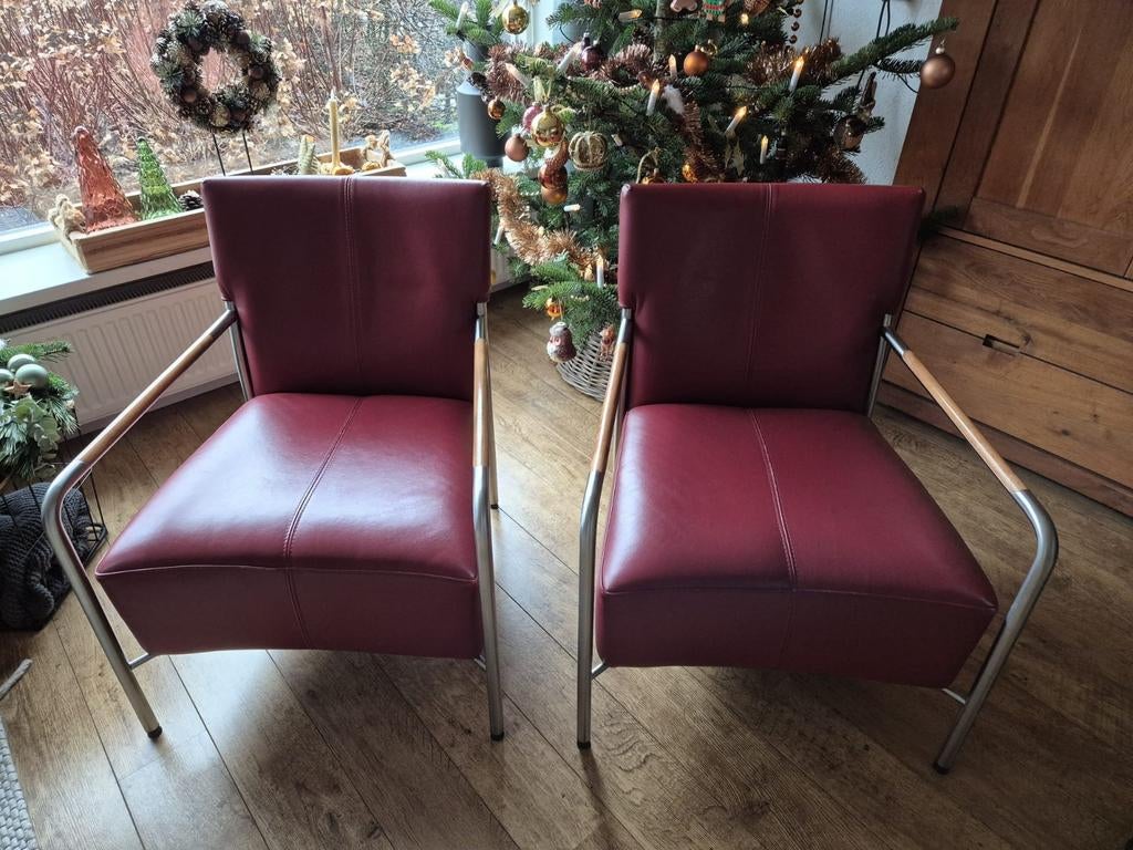 Bert Plantagie leren stoelen - set van 2, Ophalen, Gebruikt, Twee, Modern