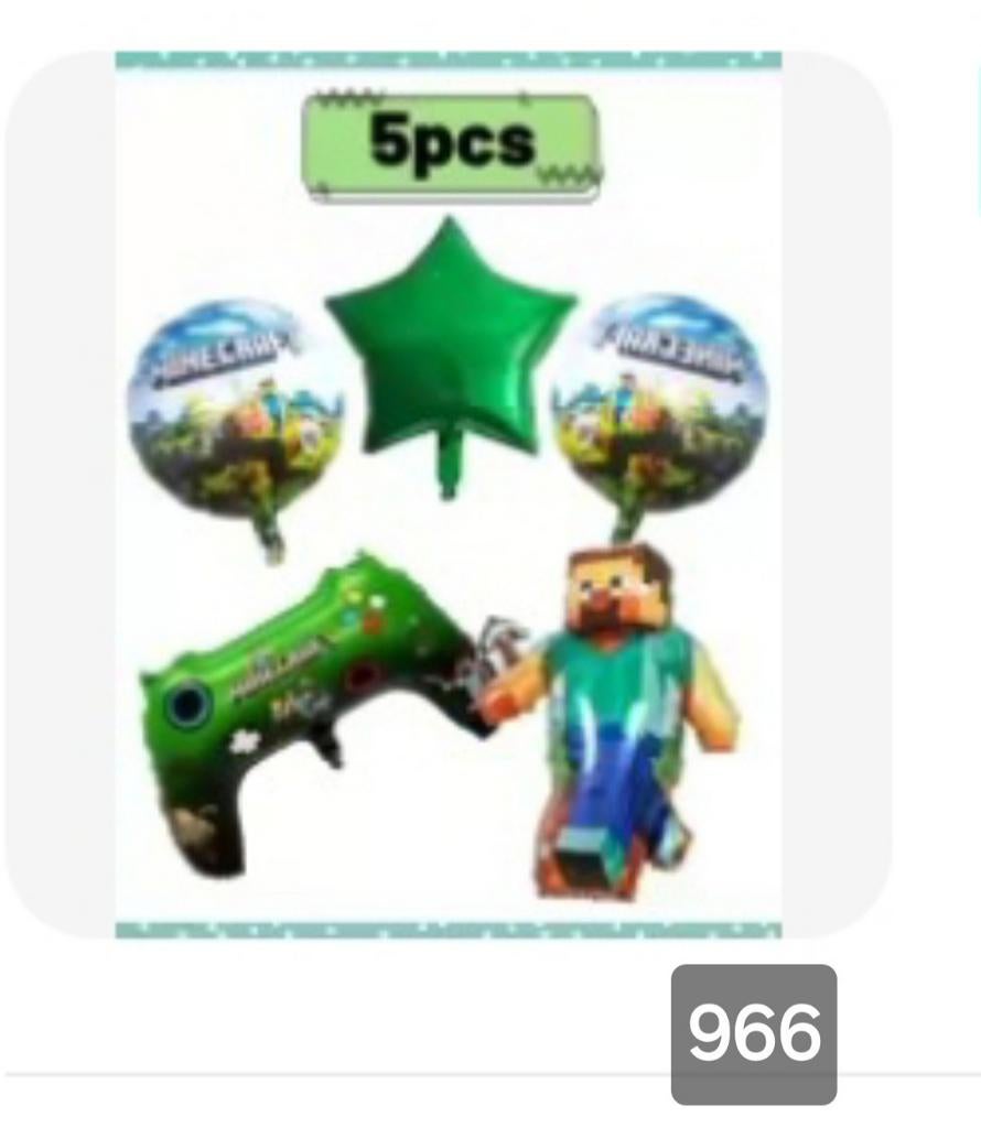 Nieuwe Minecraft Ballonnen Set - 5 stuks, Ophalen of Verzenden, Nieuw, Versiering, Verjaardag