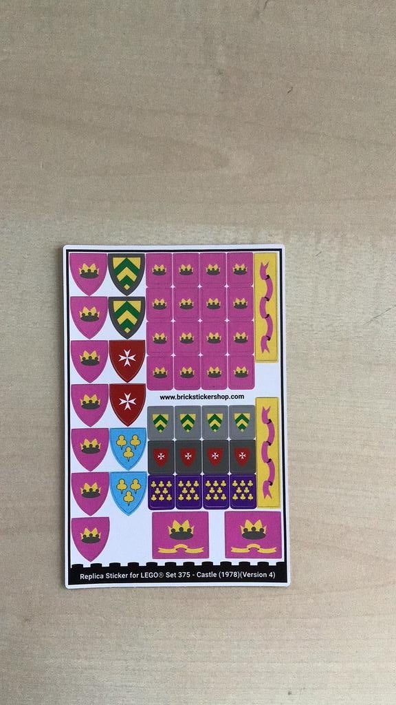 Lego 375 Geel Kasteel (ALLEEN STICKERVEL VERSIE 4), Ophalen of Verzenden, Nieuw