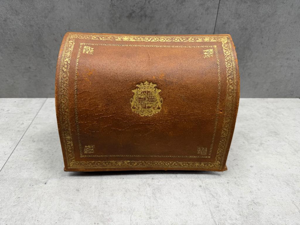 Lederen schrijfdoos met vakverdeling - 11040, Ophalen of Verzenden, Bruin