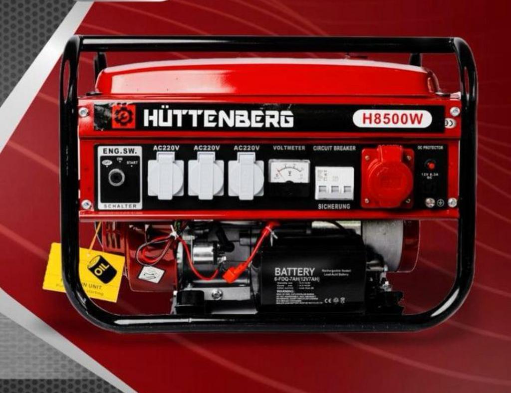 Nieuw Aggregaat Hüttenberg 8500 met elektrische start, accu, Ophalen, Benzine, Nieuw, Altijd goedkoper dan de concurrentie