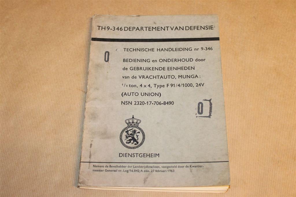 Techn. handleiding vrachtauto Munga - Defensie 1963, Ophalen of Verzenden, Gelezen, Tractor en Landbouw