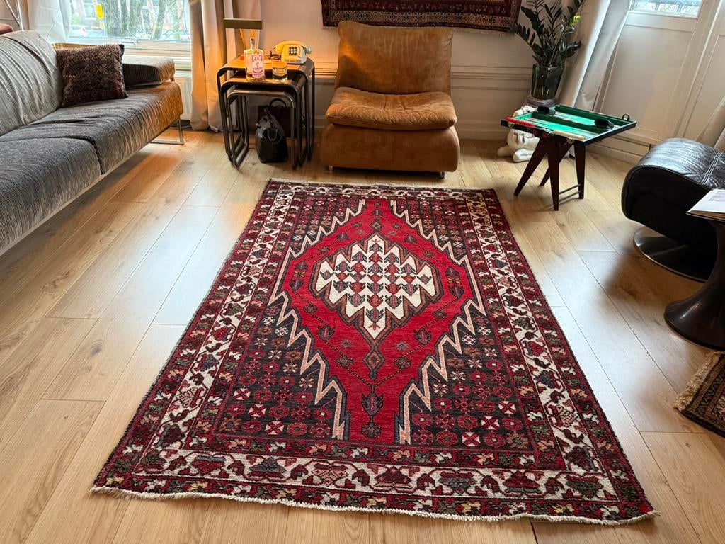 Handgeknoopt vintage Perzisch tapijt – ca. 209 x 134 cm, Gebruikt, 100 tot 150 cm, Info@bababoho.com, Eclectisch | Mid-century | Modern | Boho | Grafisch