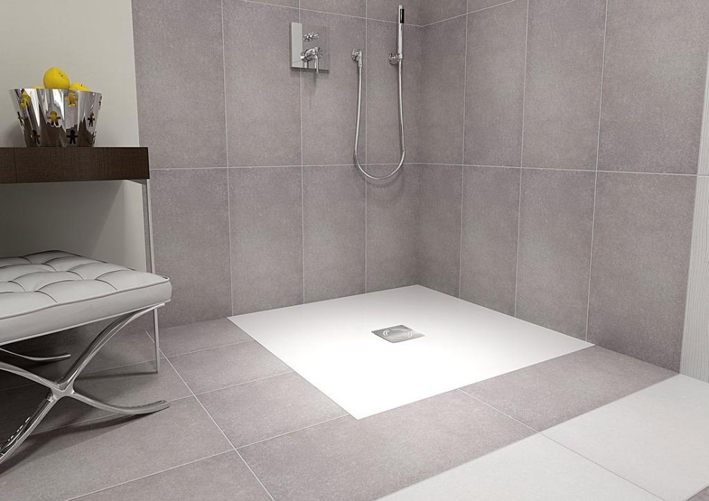 Zaagbare Douchebak 100x90x3 Mineraalmarmer Wit Composiet, Ophalen, Nieuw, Douche, Polysan