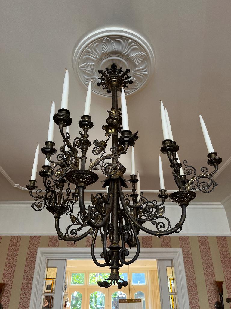 Gotische kaarsen kroonluchter, Huis en Inrichting, Lampen | Kroonluchters, Ophalen, Gebruikt, Overige materialen, Gotisch