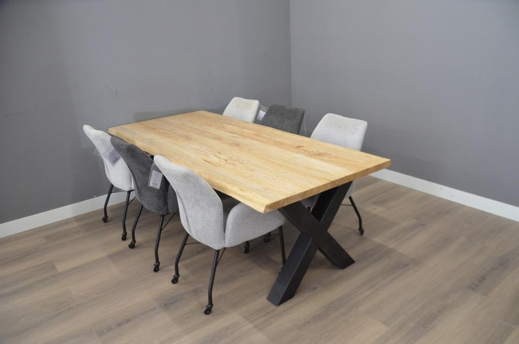Industriële eiken tafel 230 cm – eiken tafel, Vijf personen of meer, Eikenhout, Rechthoekig, Nieuw
