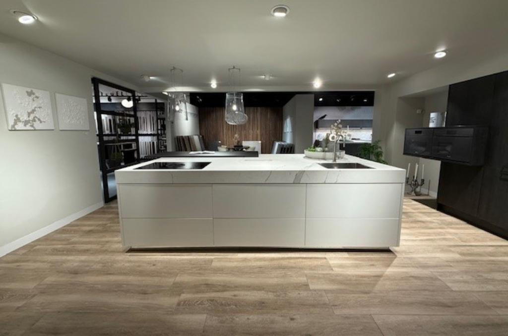 Moderne glans witte designkeuken EX apparatuur (Optioneel), Ophalen, Wit, Overige typen, Graniet of Steen