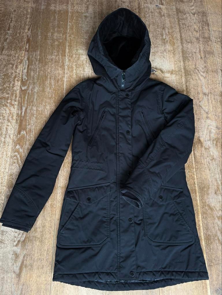 Zwarte halflange winterjas Elaine - XS, Ophalen of Verzenden, Zo goed als nieuw, Maat 34 (XS) of kleiner, Zwart