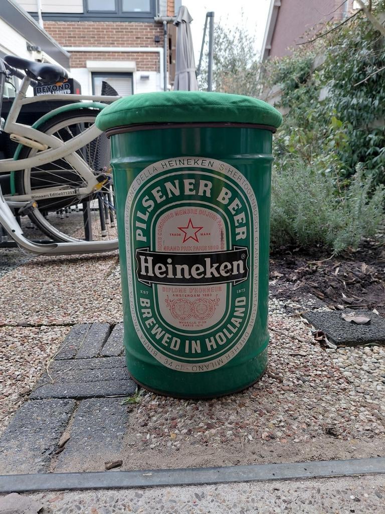 Heineken blik waar je op kan zitten, Verzamelen, Biermerken, Ophalen of Verzenden, Heineken