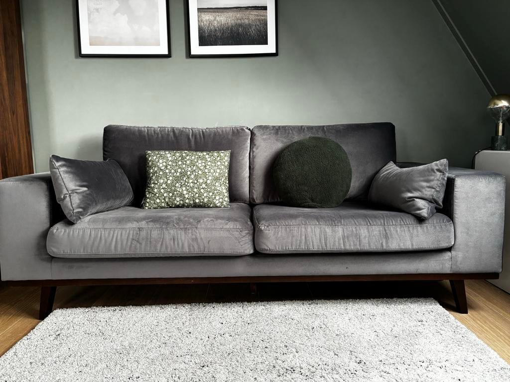 Torino 2-zitsbank grijs velour, Ophalen, Gebruikt, 150 tot 200 cm, Tweepersoons
