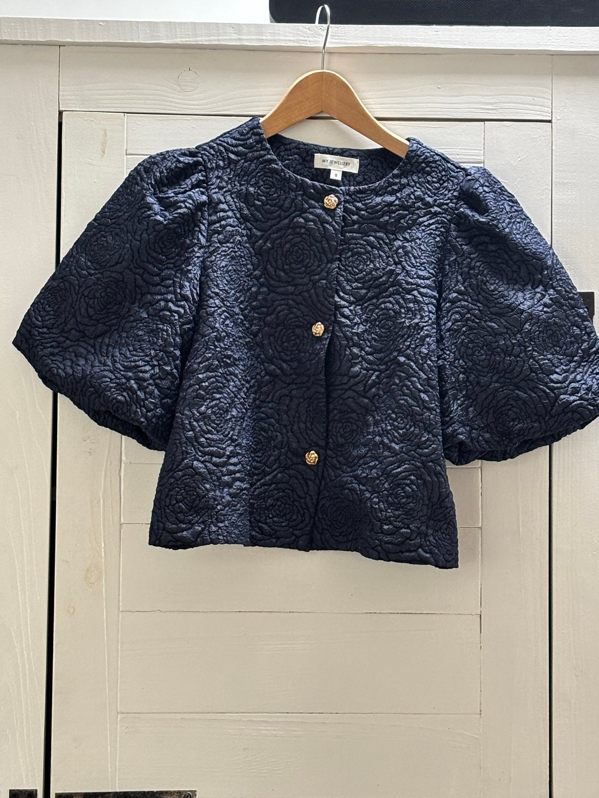 My Jewellery jasje met pofmouwen - Maat S, Kleding | Dames, Blauw, Ophalen of Verzenden, Zo goed als nieuw, Korte mouw