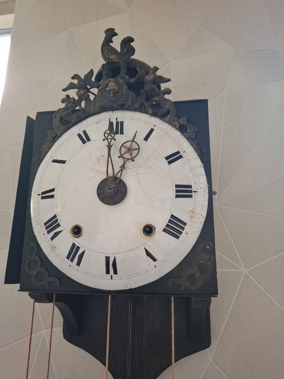 Antieke Comtoise Klok met Haan en Gewichten, Antiek en Kunst, Ophalen
