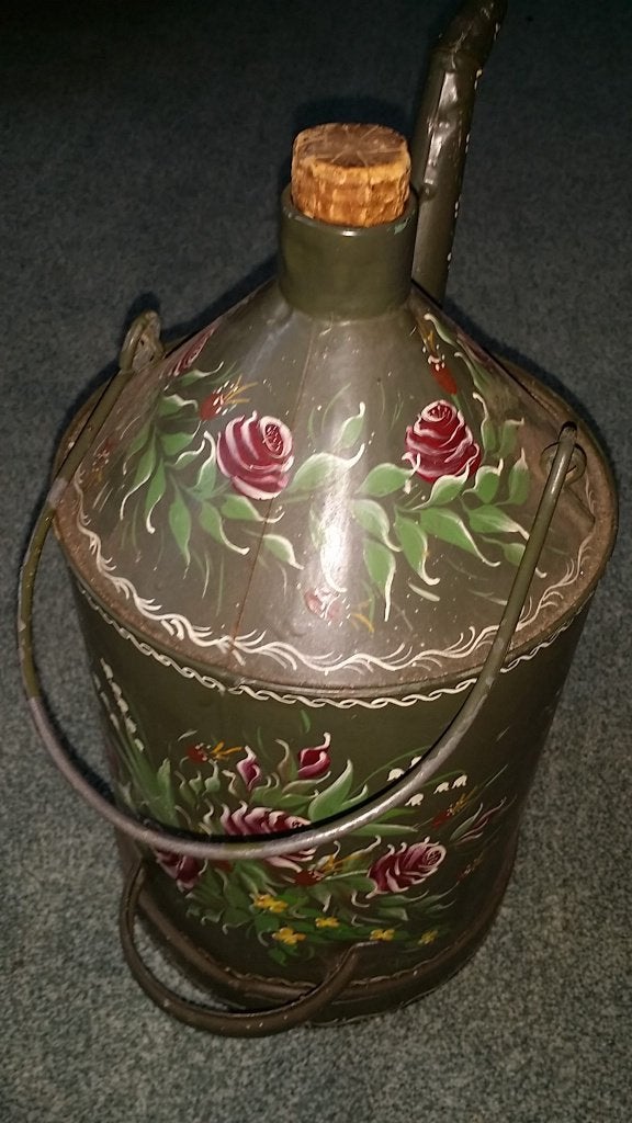 oliekan metaal handbeschilderd 34 cm, Ophalen of Verzenden